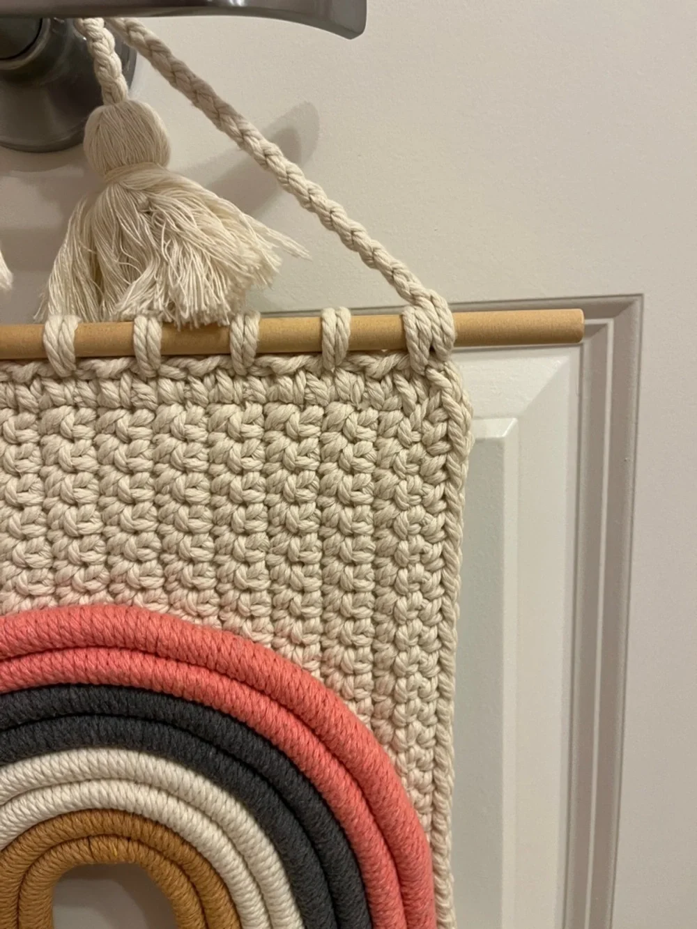 Cloud Island Woven Boho Rainbow Macrame Tapestry Wall Hanging Decor